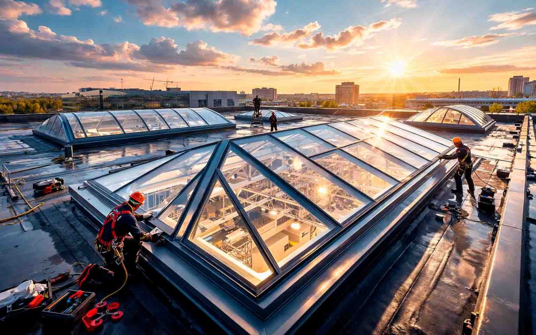 Зенитные фонари на кровле зданий в Екатеринбурге