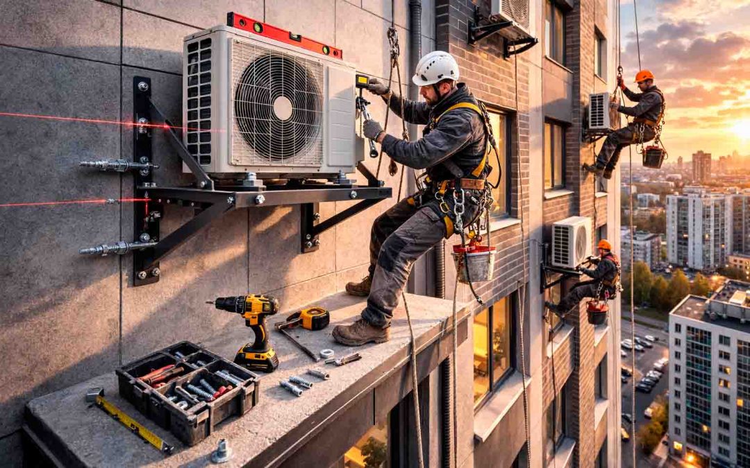 Нюансы установки корзин под кондиционеры на фасад